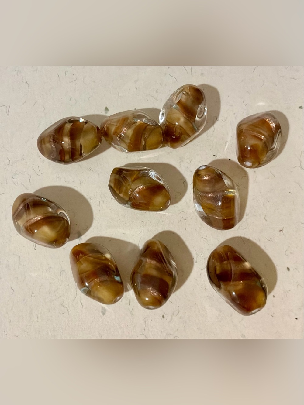 10 Artisan lamp work Swirl Glass Beads